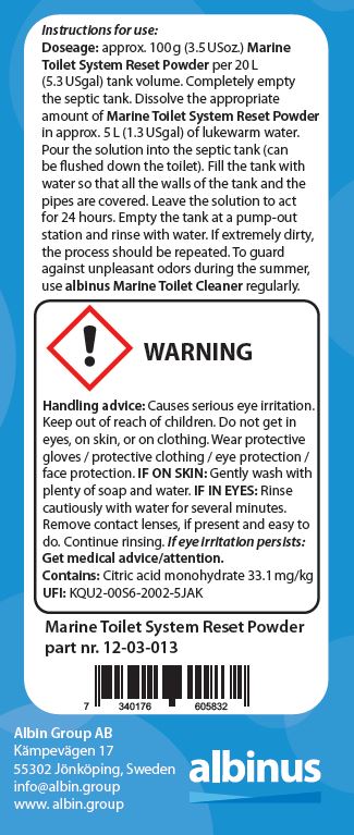 Prašak za resetiranje brodskog WC sustava